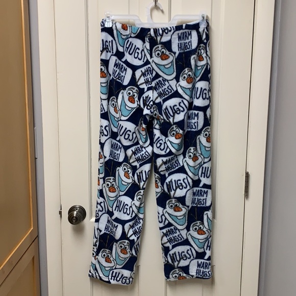 DISNEY Olaf Snowman Small PJ Bottoms Jammie Pants with ribbon tie at waist - Picture 2 of 15